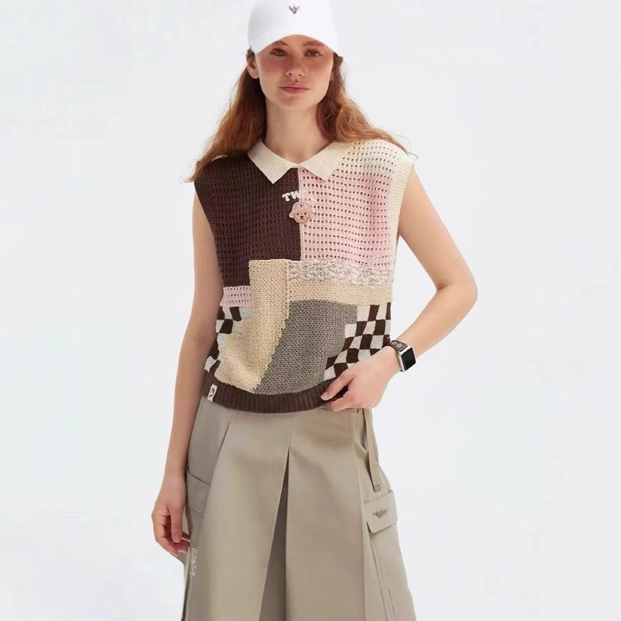 2025 New Summer Women's Preppy Style Fashionable, Novel, Refreshing and Comfortable Knitted Vest Ttkn253701T