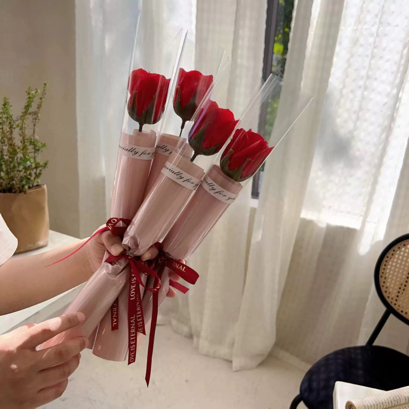 Flor artificial, clavel, ramo único, flor de jabón, venta al por mayor, regalos del día de la madre, promoción de la tienda, promoción de productos transfronterizos