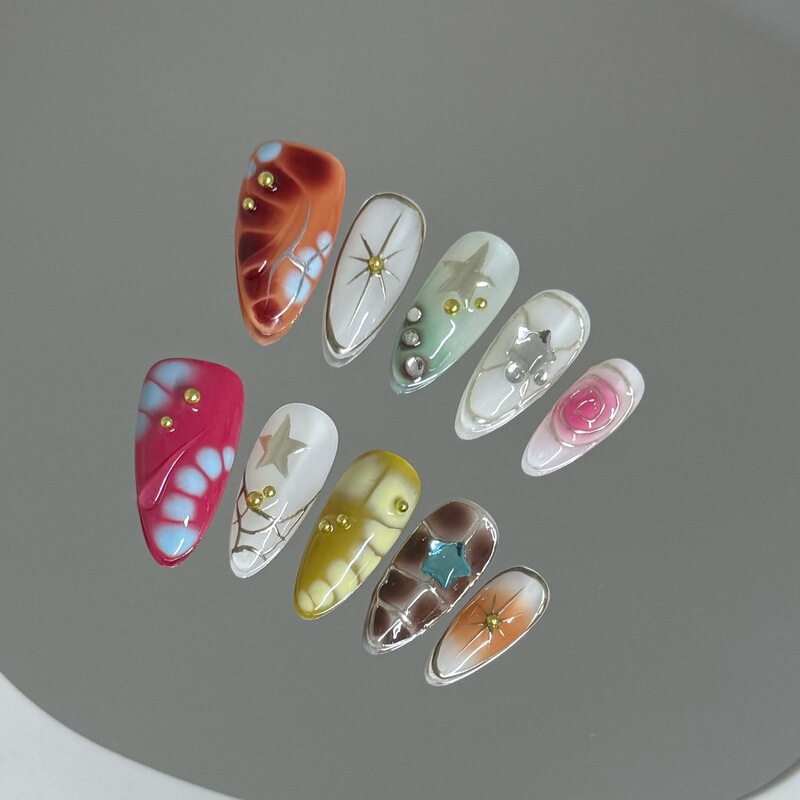 Purely Handmade Wearable Nails, Smart, Dreamy and Sweet Ins Dopamine Hand-Painted European and American Pure Desire High-End Wearable Manicure Purely Handmade Wearable Nails, Smart, Dreamy and Sweet Ins Dopamine Hand-Painted European and American Pure Desire High-End Wearable Manicure
