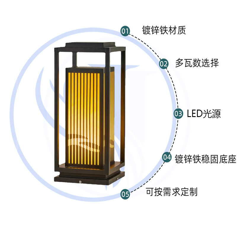 ソーラー屋外芝生ランプ中庭ガーデンヴィラ屋外防水家庭用新中国モダンな LED ピラーヘッドランプ|undefined
