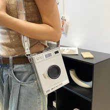 跨境相机包女士斜挎包新款ins欧美百搭盒子包PU皮纹男女斜挎小包