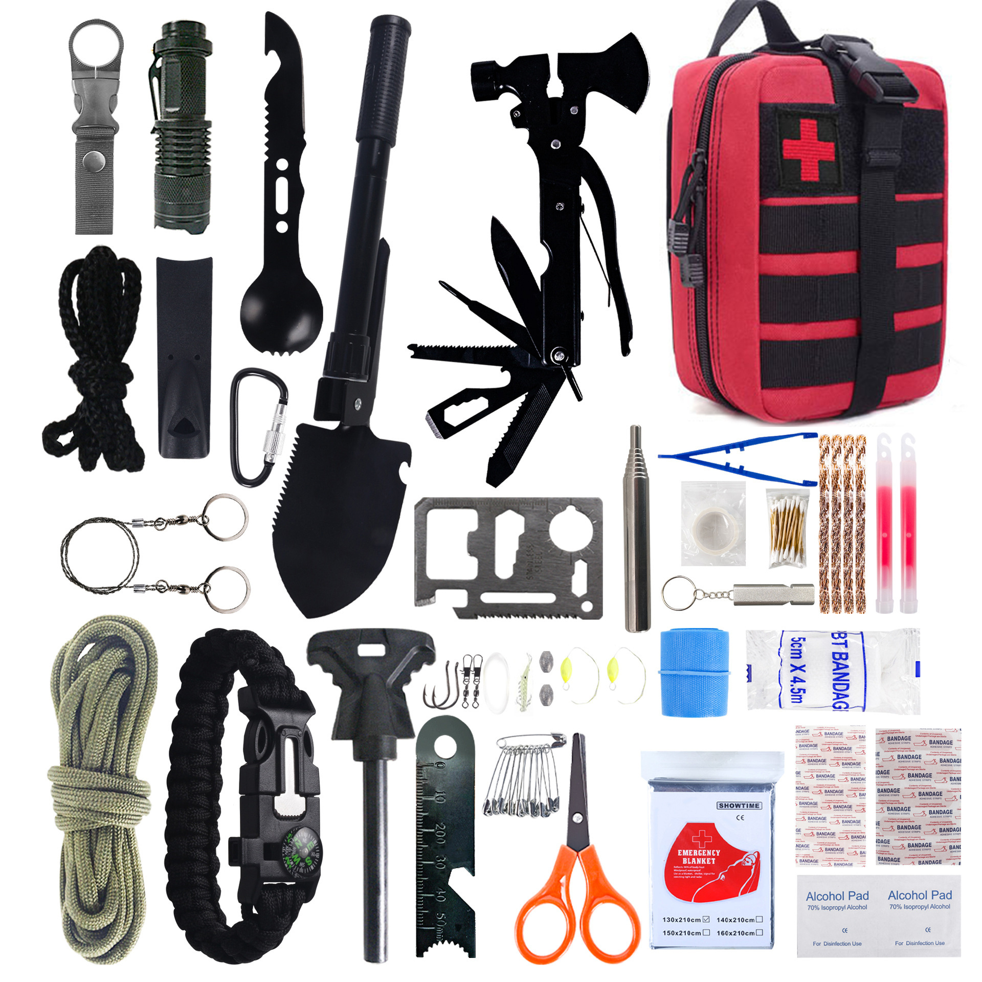 Equipo de camping al aire libre camping herramientas de supervivencia traje Kit de supervivencia de emergencia multifuncional suministros de supervivencia al aire libre