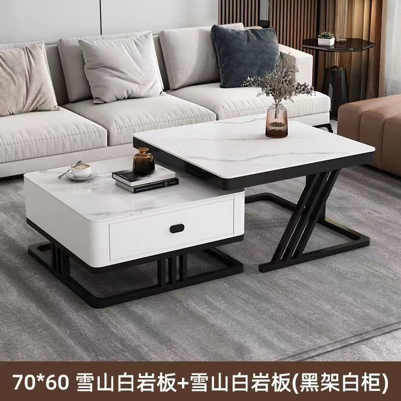 轻奢茶几客厅家用玻璃岩板网红桌子现代简约小户型新款方形茶几|undefined