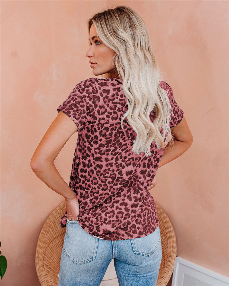 Short-Sleeved Printed V-Neck T-Shirt NSYHY107495