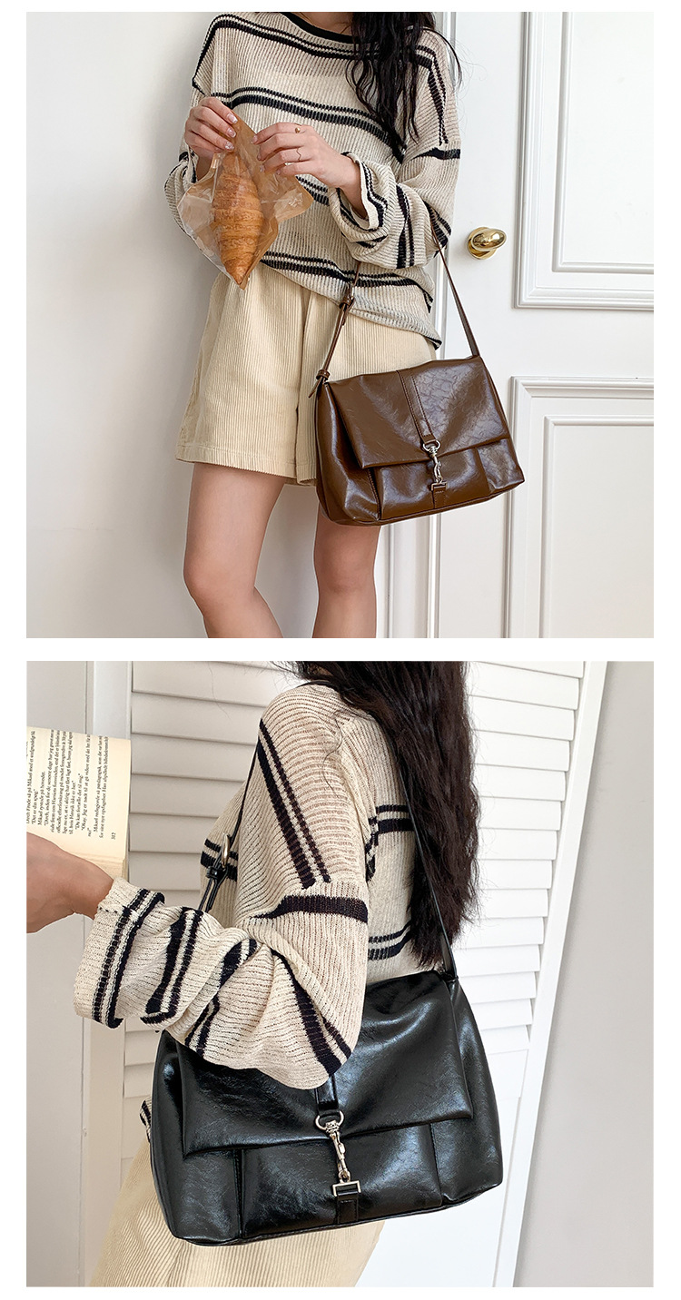 Nuova borsa a tracolla in morbida pelle PU per donna, versatile, grande capacità, con nicchia sottobraccio, fibbia a gancio con patta,_voghion.com