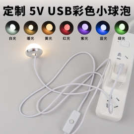 【加工定制】5v 彩色小球泡+USB开关线 光源