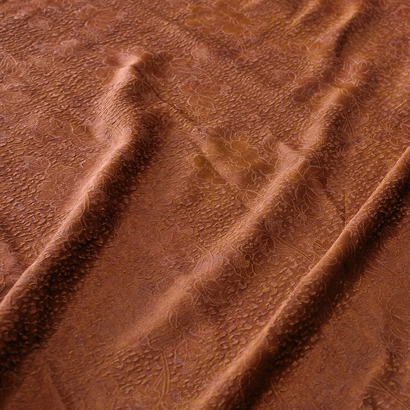 266冠乐绉提花花罗红云纱布面料24姆米1.15门幅100桑蚕丝零布清仓