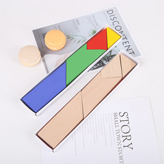 T字之迷木製彩色認知積木四巧板 兒童益智DIY七巧板拼板玩具