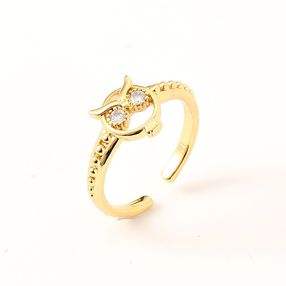 fashion copper-plated real gold geometric hollow owl tail ring