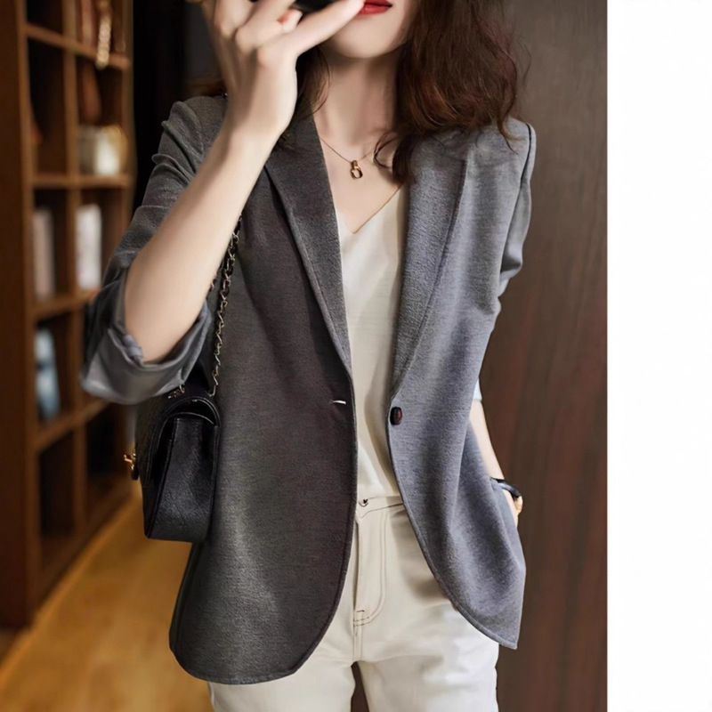 One-Button Stretch Blazer for Women, Spring and Autumn 2025 New Style, Petite, Versatile, Slimming, Short Suit, Trendy