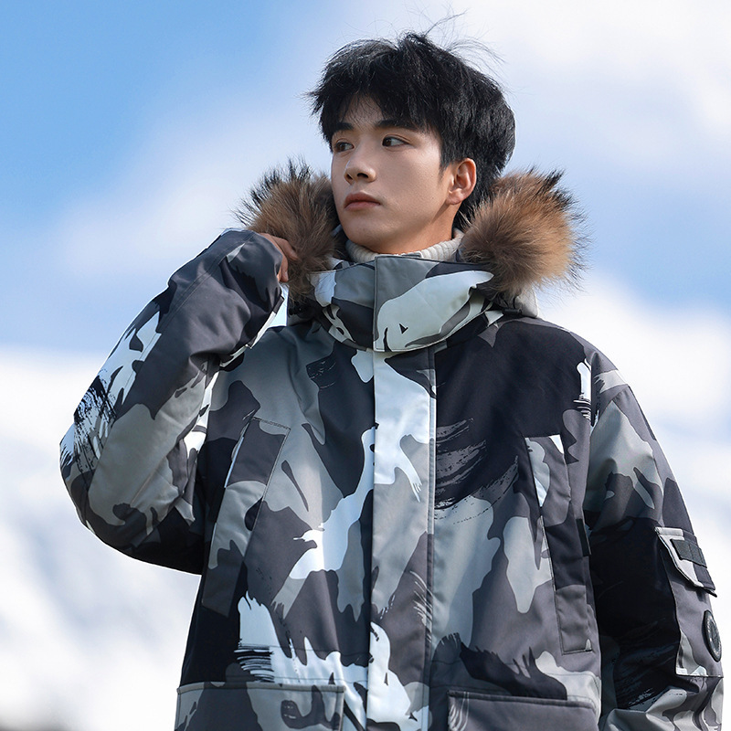 Free Shipping Winter Hooded Detachable down Jacket Cold Warm Coat Men's Casual Raccoon Fur Men's 2025