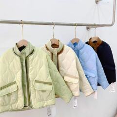 092410 不退换~韩版简约菱格棉服\摇粒绒外套可单拍 代发