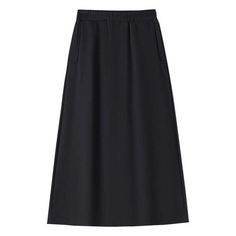 Стратегия деформации юбка больших размеров осень-зима на флисовой подкладке утолщенная и толстая юбка А-силуэта с карманами для похудения женская одежда средней длины