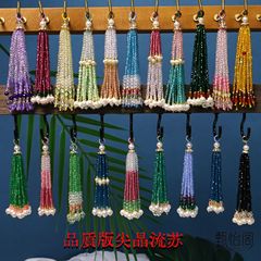 品质版纯手工刻面尖晶石水晶串珠穗子项链流苏挂饰装饰挂件