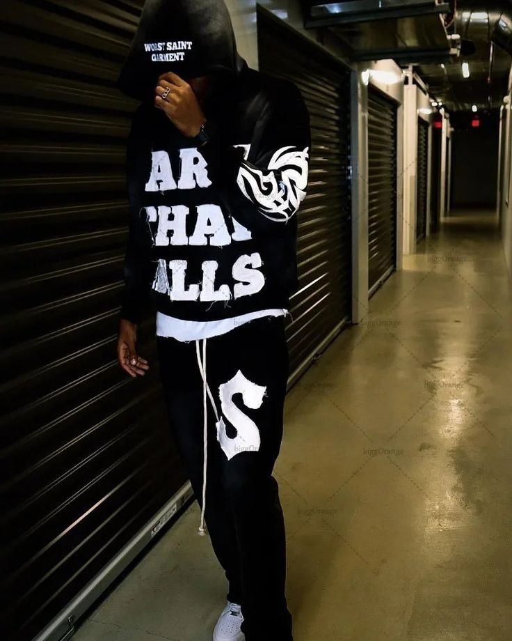 Men's Gothic Hoodie Patchwork Y2k Hip Hop Streetwear Top_voghion.com