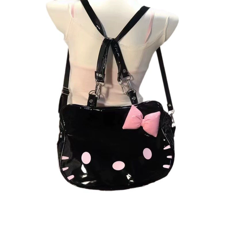 Handheld One-Shoulder Bow Bag, Extra-Large Cute Tote with Bow Accent, Black