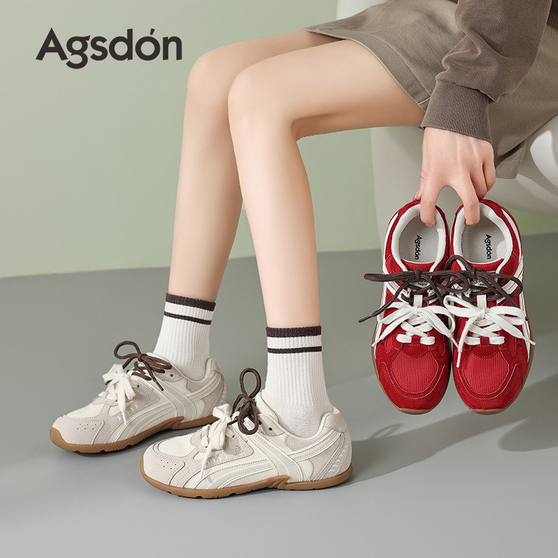 Augu Lion Deng rojo zapatos de entrenamiento de mujeres 2025 nuevo verano zapatos de carreras de suela suave zapatos deportivos ballet Gump zapatos de mujer