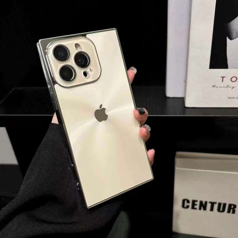 高级感镭射方形极光适用iPhone16手机壳15纯色14情侣13新款带标版|undefined