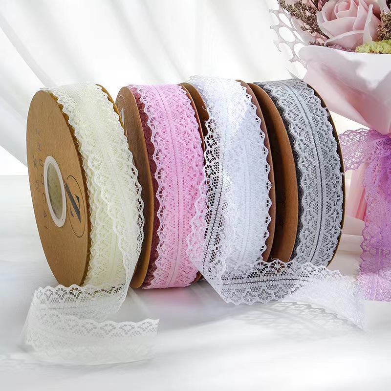 50 yards 3cm lace ribbon cake flower packaging bouquet hollow satin ribbon bow baking materials