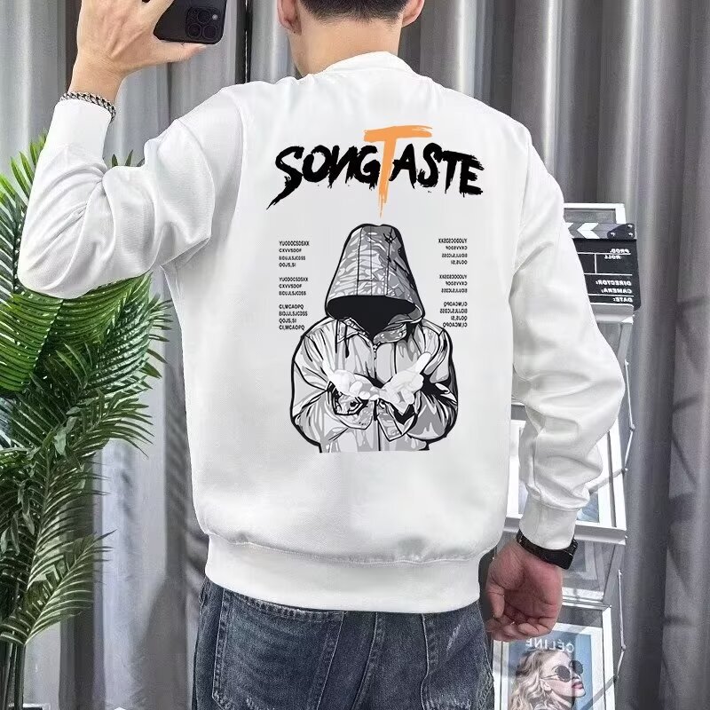 New High Quality Crewneck Sweat Men's Autumn and Winter Pullover Fashionable fleece-lined Clothes Men's Handsome All-match Long-sleeve