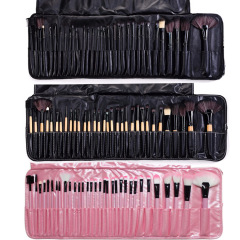 廠家供應32支化妝刷套裝 木柄帶刷包化妝刷 美妝工具外貿批發