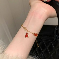 純銀s925新作紅玉髄瓢箪瑪瑙ブレスレット新年には赤いブレスレットが必要です。