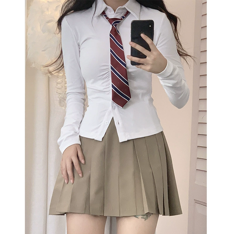 Pure Desire Style JK selo хлопковая рубашка женская сексуальная белая рубашка с длинным рукавом дизайн чувство горячая девушка похудение Топ Весна