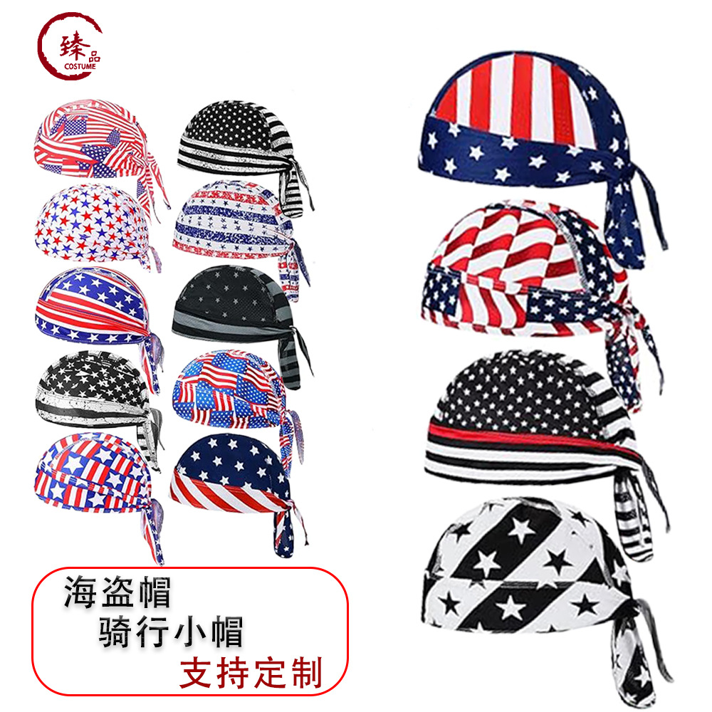 Men's and Women's Sports Pirate Hat Baotou Hat Ribbon Breathable Quick-drying Helmet Lining Outdoor Riding Running Hat Casual
