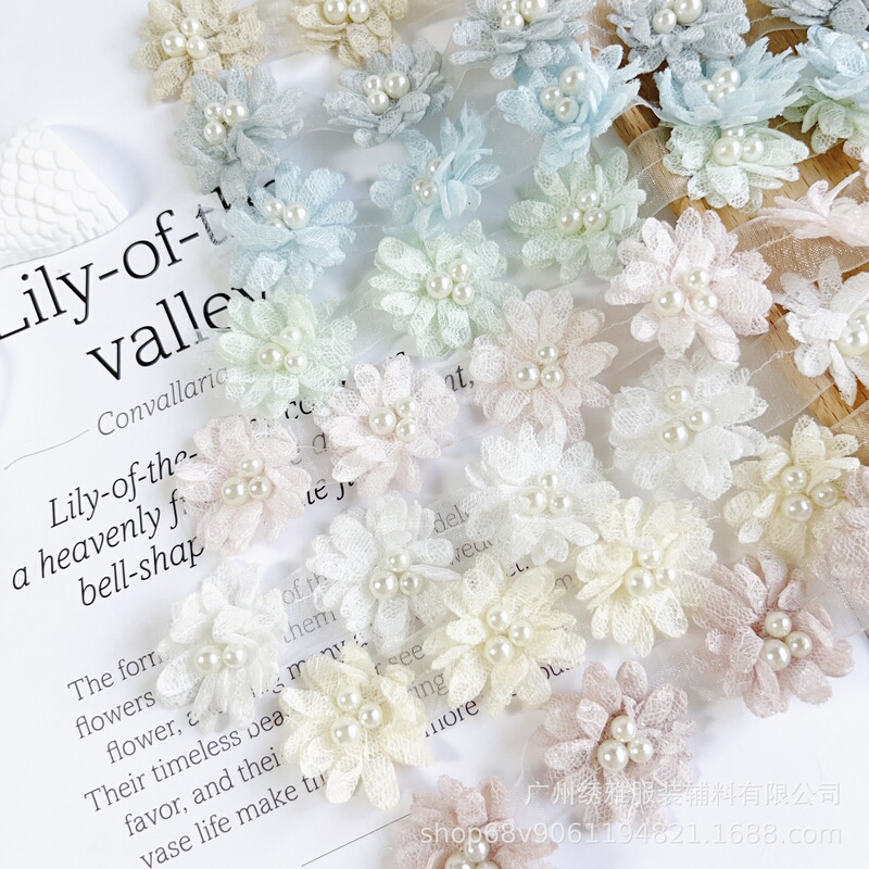 3.5cm Source Manufacturer Stereo Pearl Flower Clothing Headdress Shoe Flower Curtain Lace Accessories
