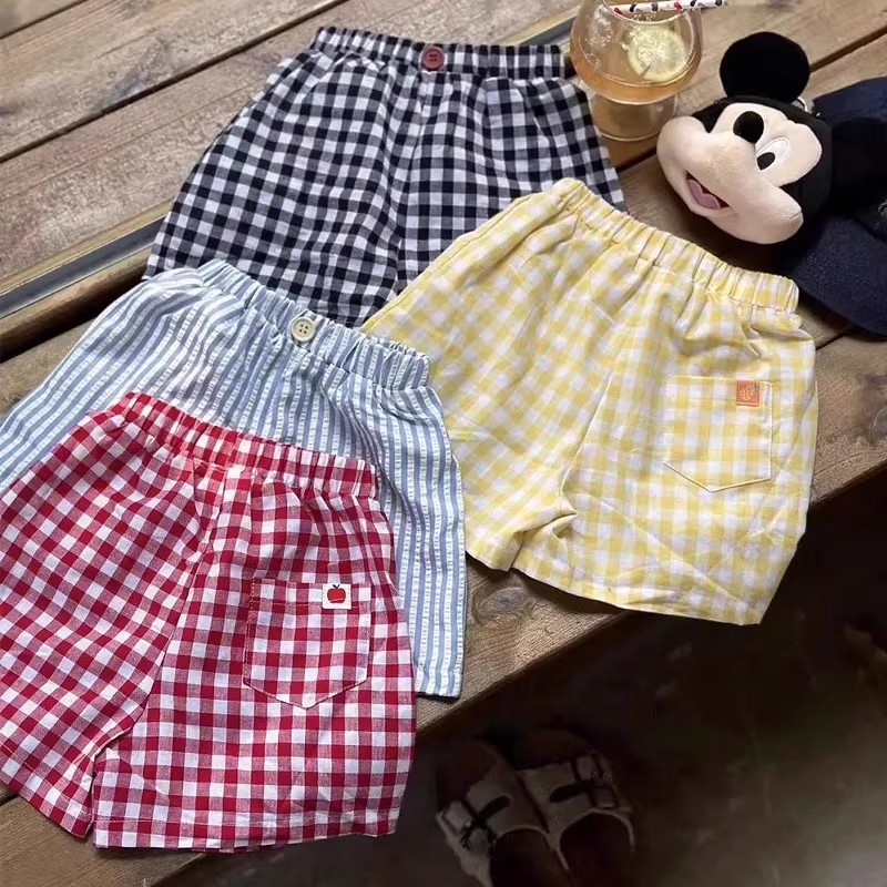 Summer New Boys and Girls Stylish All-match Plaid Striped Shorts Small and Medium-sized Children's Thin Loose Breathable Pants
