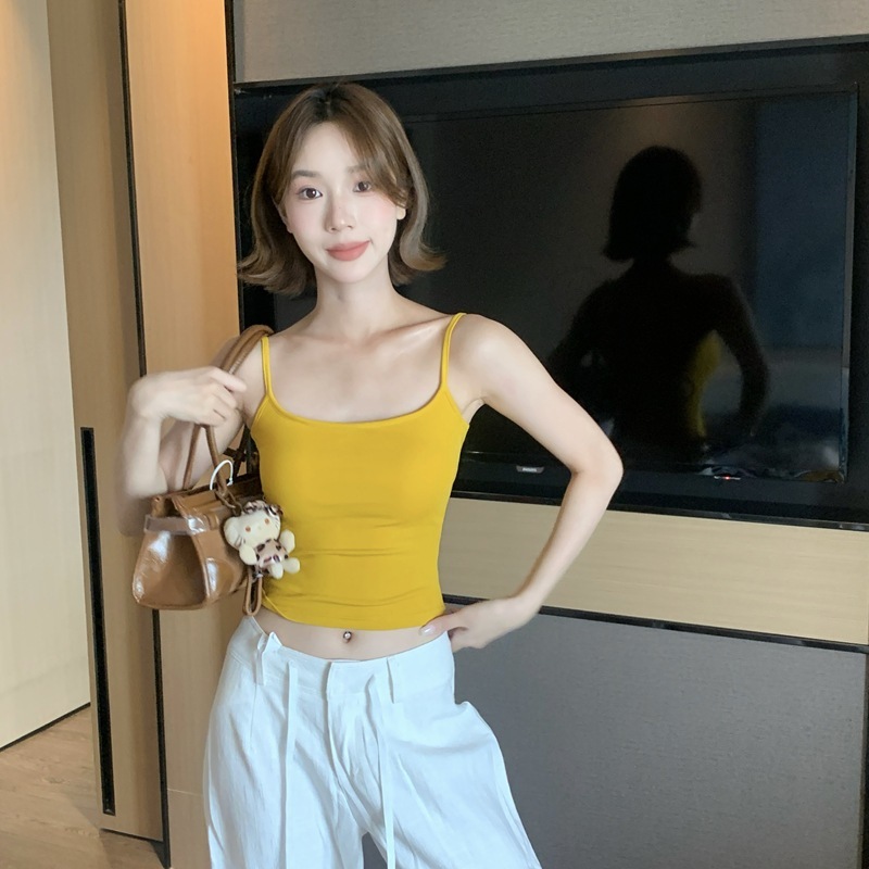 夏のホットガールの背中はロープで結ばれ、美しい背中と脇胸の収縮、コースター付き、スリムなローネックサスペンダー|undefined