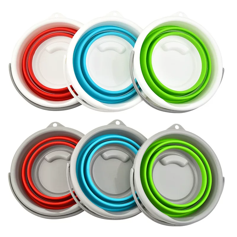 Handheld silicone plastic bucket for camping