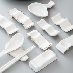 純白陶磁器箸托両用箸棚多箸枕スプーン箸托ホテルレストラン置物食器