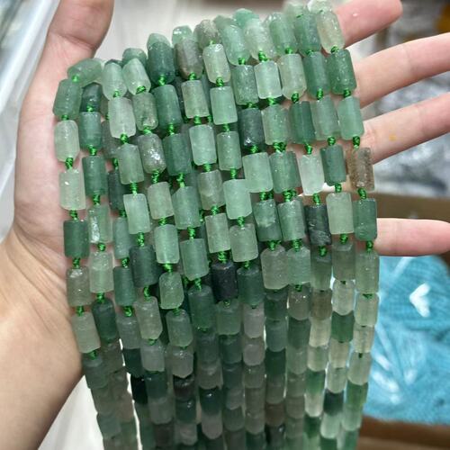 Natural raw stone column crystal column loose beads original cut straight hole cut round tube beads diy jewelry accessories cylindrical beads