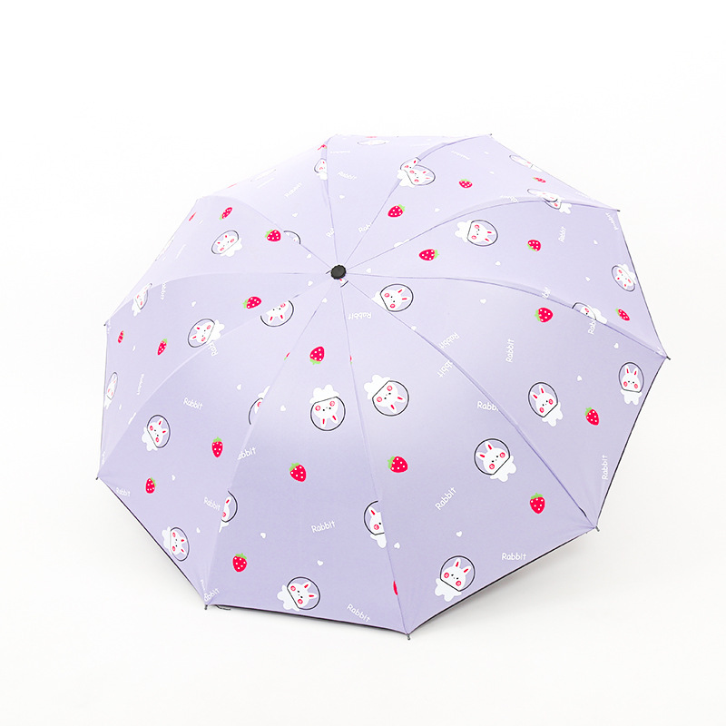 傘10骨晴雨日よけ両用黒ゴム日傘日焼け止めウサギ萌え系少女は三つ折り傘を強くした|undefined