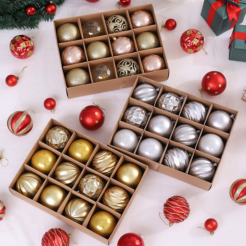 Amazon especial para Navidad galvanoplastia luz bola traje Navidad árbol decoración bola en caja colgante Bola 8cm escena diseño