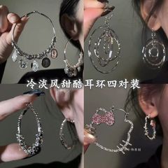 五曜同辉~易梦玲同款民族风银色耳圈女高级感流苏耳环大圈圈耳饰