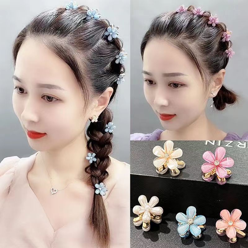 韓版珍珠花朵小抓夾少女可愛髮夾網紅髮飾精緻劉海夾子碎發側邊夾
