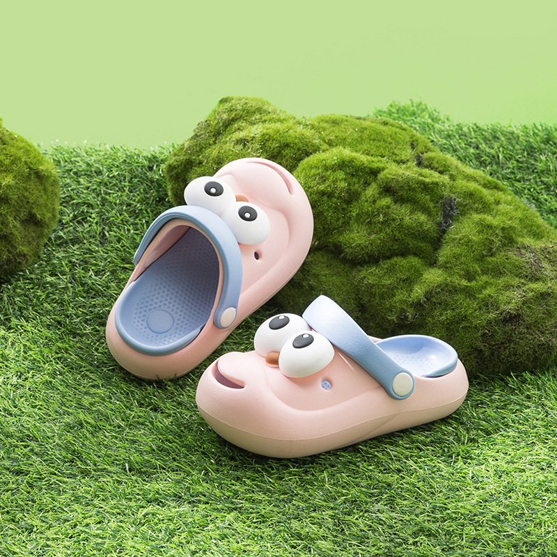 Zapatillas para niños EVA, niños, niñas, lindos ojos grandes, zapatos con agujeros de dibujos animados, niños grandes, sandalias y zapatillas de suela blanda