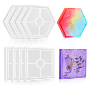 DIY Crystal Glue Flower Pot Base Square Round Hexagonal Tea Cup Gasket Silicone Mold Manufacturer Wholesale