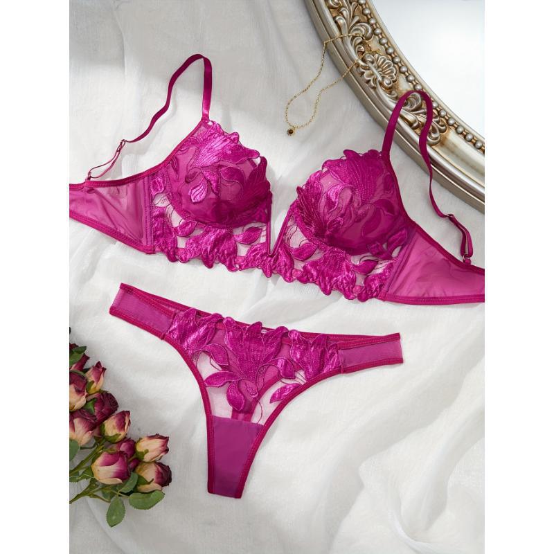 2026 Autumn and Winter Cross-Border Foreign Trade New Bra Set Valentine's Day Sexy Elegant Mesh