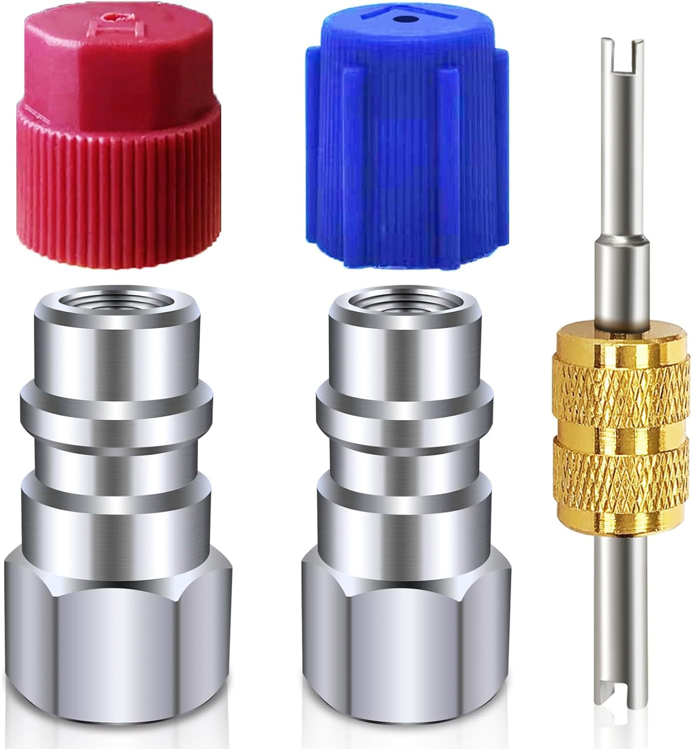 R12 to R134A 1/4'' High and Low Pressure Conversion Fitting for Car Air Conditioning Refrigerant Adding Fluorine System