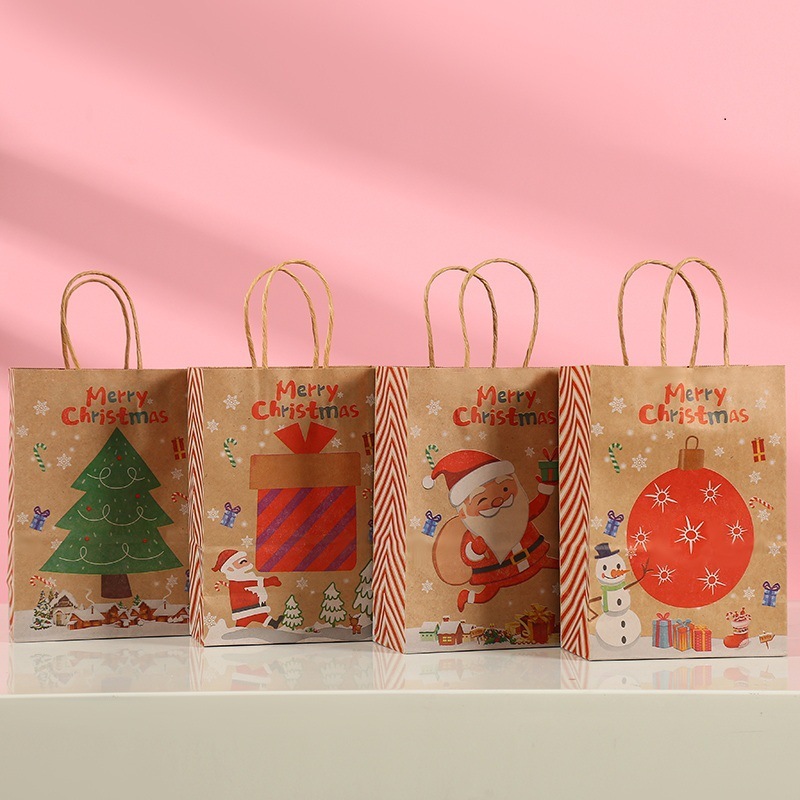 国境を越えたクラフト紙袋クリスマス祭りプレゼント包装袋卸売りはロゴスポットを印刷してクリスマスを印刷することができる|undefined