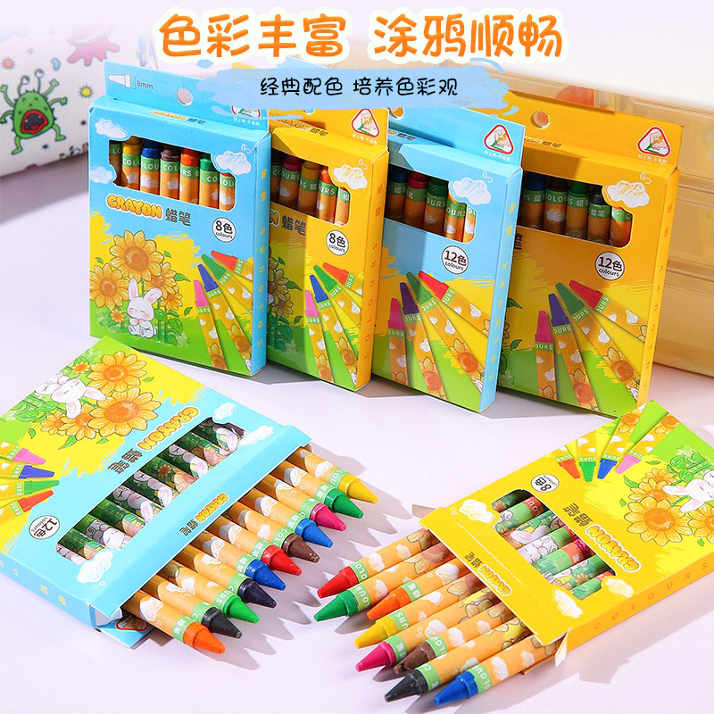 Crayones de Cera para Niños de 8/12 Colores, Para Pintura y Graffiti para Escuela y Niños