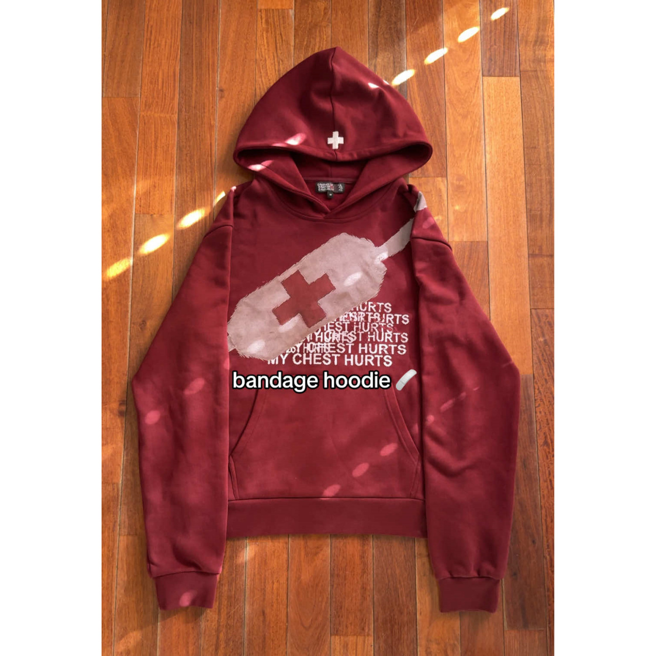 Other My Chest Hurts Bandage Graphic Hoodie Maroon