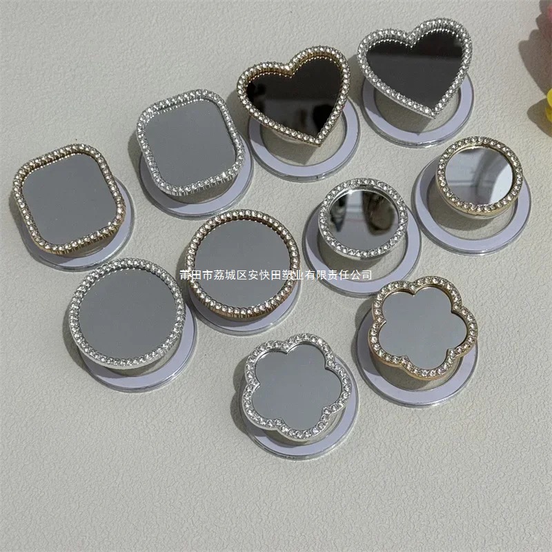 Luxury Shiny Diamond Silver Gold Mirror Square Heart Flower Round Ring Holder Magnetic Support Phone Handle Bracket
