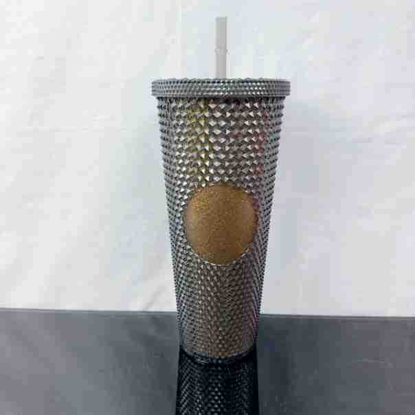 Taza de Plástico de Doble Capa 710ml, con Sorbete, Diseño Diamante/Durian, Transfronteriza