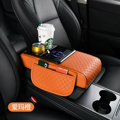 Pad Storage Multifunctional Heightening Pad | Armrest box pad - rechargeable-emma-orange-three-dimensional-flower