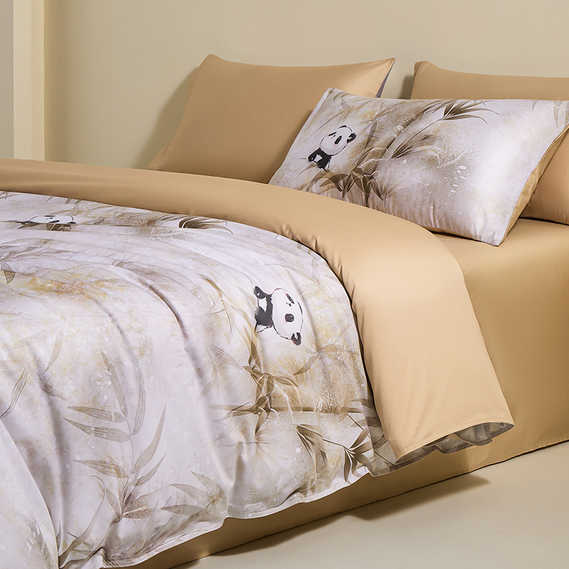 Cama de algodón de alta sensación de 100 piezas de algodón largo, cuatro piezas de sábanas de algodón, colchón de cama, tres piezas de cama