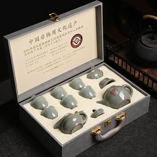 High-end kung fu tea set suit set home office Ge kiln ceramic company activity business gifts gift gift gift